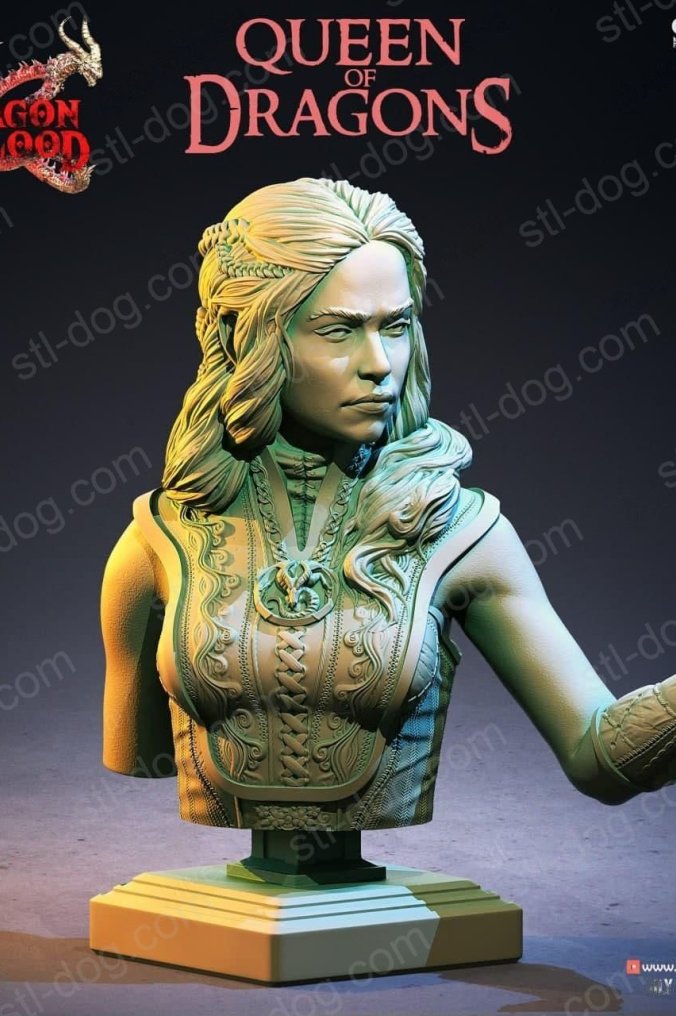 权力的游戏 龙妈  (Dragon Queen)半身像3D打印图纸